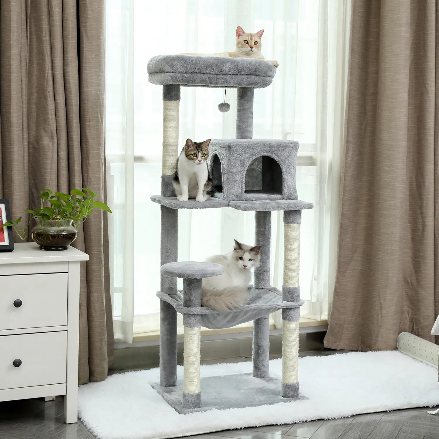 Luxury Cat Tree House Tower with Cabinet