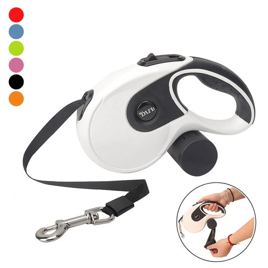 Retractable Dog Leash with Poop Bag Dispenser