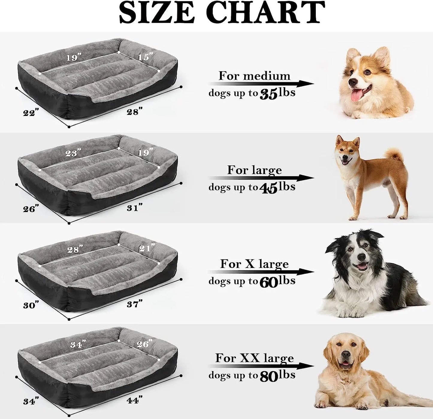 Rectangle Washable Dog Bed