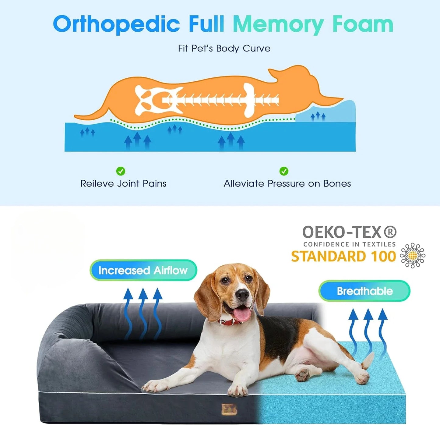 Soft Waterproof Pet Bed with Removable Washable Cover & Durable Zipper