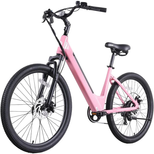 26" Electric Bike,Range 30Miles(Pedal-assist1)20Mph,Power By 350W,7-Speed & Front Shock Absorber