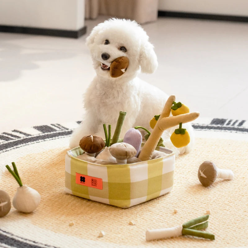 Vegetable-Shape Interactive Toy Dog and Treat Puzzle