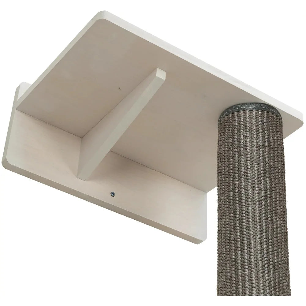 Cat Scratching Post with Ledge, Gray1 Wall Mounted Sisal