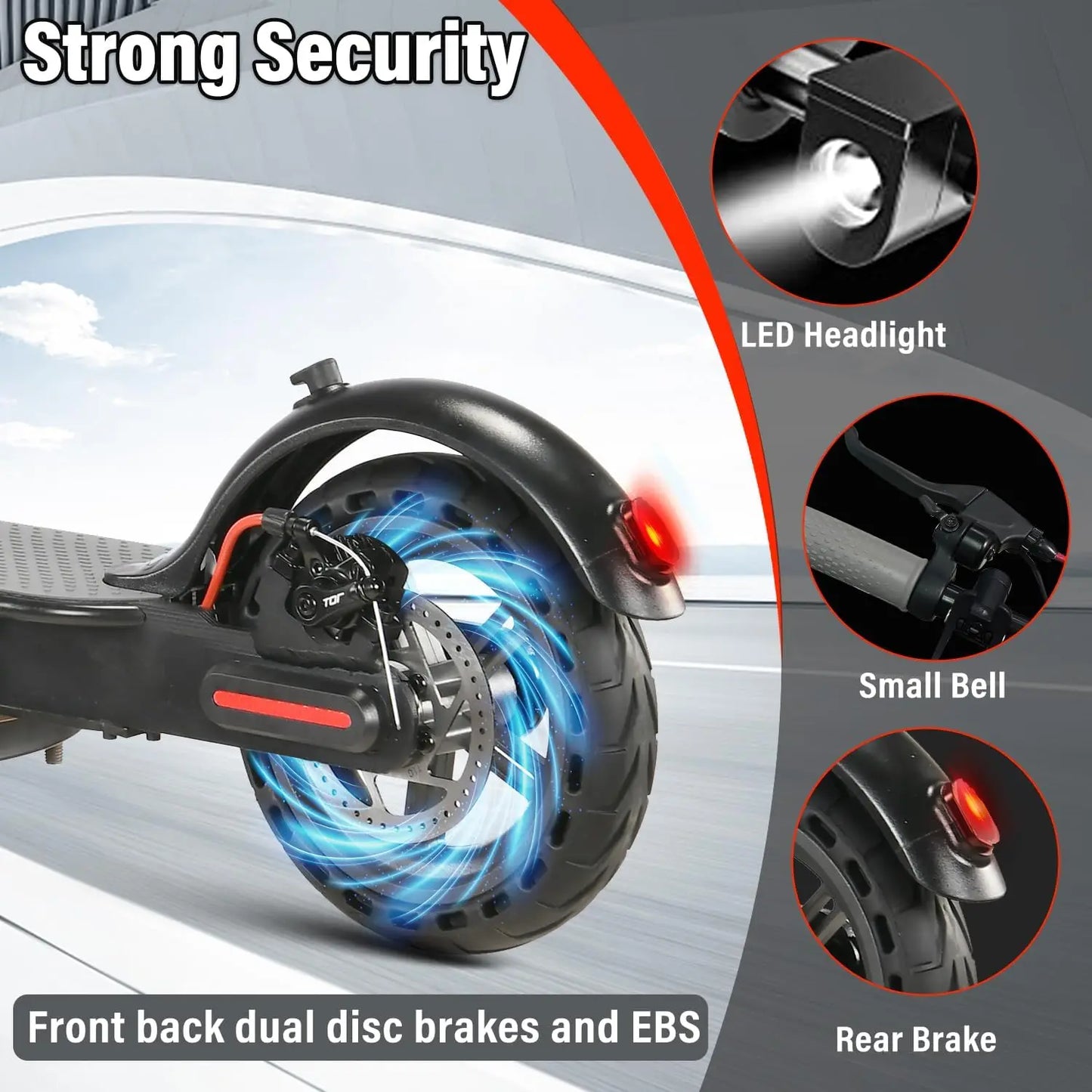 350W 36V 10.4Ah 30KM/H Shock Absorption Anti-skid 8.5inch Tire Folding Electric Scooter With APP Control