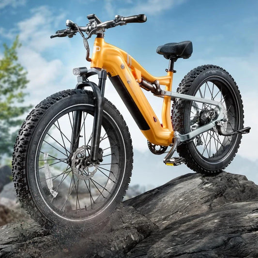 1000W,48V 20AH,26" Fat Tire Full Suspension Ebike,7Speed,30MPH 80Miles Long Range