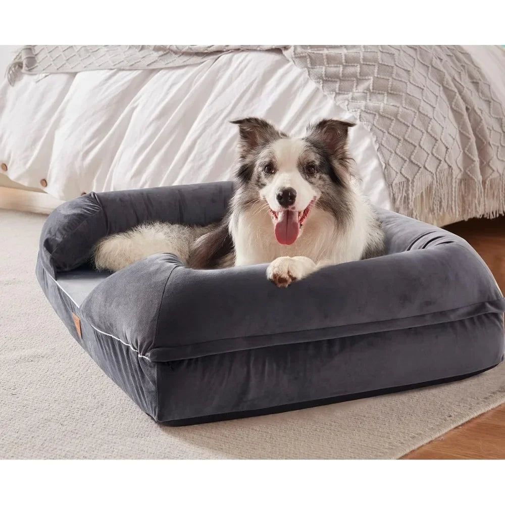 Soft Waterproof Pet Bed with Removable Washable Cover & Durable Zipper