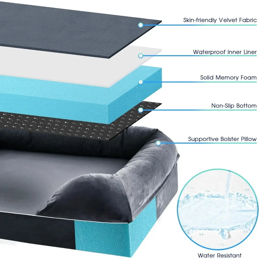 Soft Waterproof Pet Bed with Removable Washable Cover & Durable Zipper