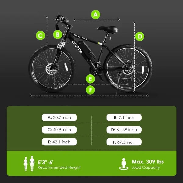 Oraimo Electric Bike for Adults,350W BAFANG Motor(Peak 500W), 4A 3H Fast Charge, UL Certified 468Wh Li-ion Battery