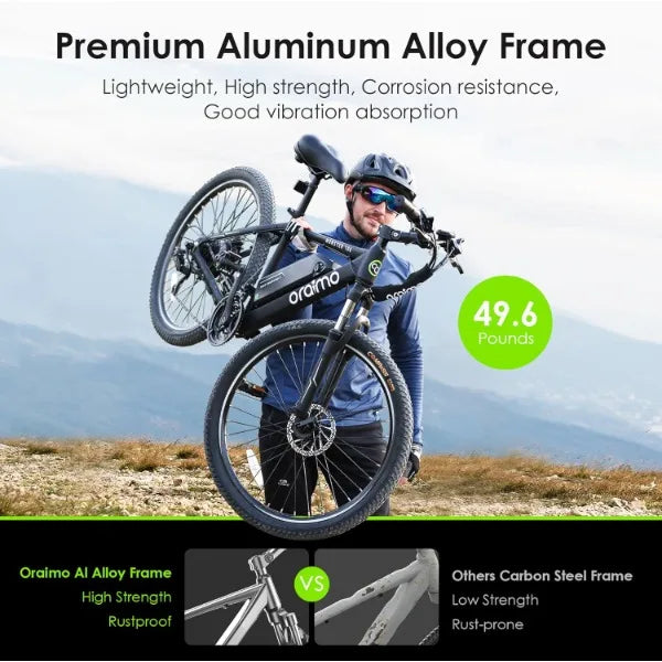 Oraimo Electric Bike for Adults,350W BAFANG Motor(Peak 500W), 4A 3H Fast Charge, UL Certified 468Wh Li-ion Battery